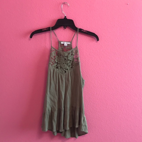 FAVLUX Tops - FAULUX large green floral lace tank top